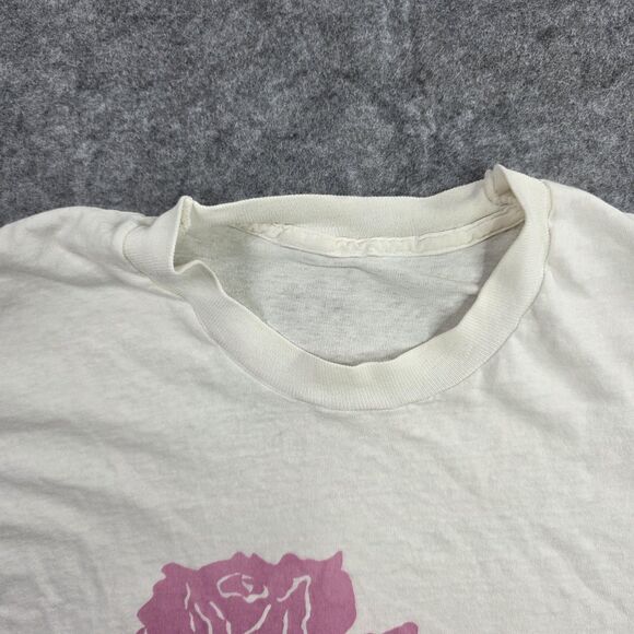 Vintage World Peace Begins at Home Shirt Mens Small White Graphic Roses Distress - Picture 4 of 13